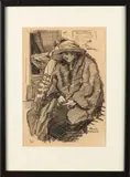 Herman Moerkerk, 'Zittende dame met hoed'., Houtskool op papier