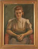 Monogram M.O, 'Damesportret'., 1946, Olieverf op linnen Afmeting: 80 x 57 cm