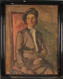 Monogram Moll, 'Damesportret'., Olieverf op paneel