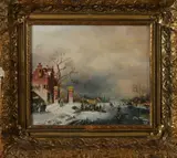 Monogram Bd, 'Hollandse ijspret'., Olieverf op linnen