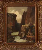 Juriaen Marinus van Beek, 1879-1965, 'Een kloof van de Tessino met rivier'., Olieverf op linnen