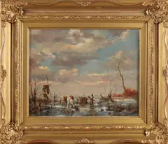 J.W. van Trirum, 'IJsgezicht'., Olieverf op paneel