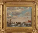 J.W. van Trirum, 'IJsgezicht'., Olieverf op paneel