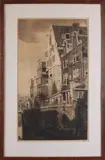 Dirk Harting, 1884-1970, 'Gracht Amsterdam'., Ets op papier