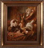 'Poezen' by Johannes Wouters van Trirum, 1924 -, Olieverf op linnen, sold Oct 2017
