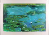 Ankie Leijten van Huizen, 'Waterlelies'., Olieverf op papier