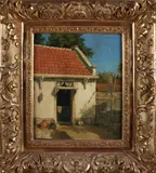 Boerenhuis in de zon. by Nicolaas van der Waay, 1855-1936, Olieverf op linnen, sold Jul 2017