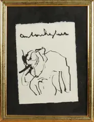 Anton Heyboer, 1924 -, Olifant., Plakkaatverf op papier