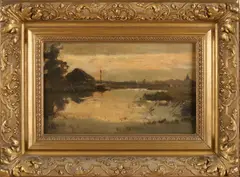 'Riviergezicht'. by J.H. Weissenbruch, Olieverf op linnen, sold Jul 2017