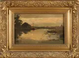 J.H. Weissenbruch, 'Riviergezicht'., Olieverf op linnen