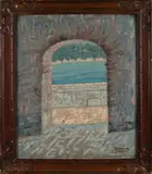 Twee maal Bogomir Dalma, 1899 -, Franse school., Eén maal olieverf op paneel. eén maal houtsnede op papier