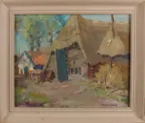 Jos Lussenburg, 'Boerderij'., Olieverf op linnen