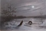 "Winter met vossen" by Jan Wessels, 1945 Hengelo, Olieverf op linnen, sold Jul 2017