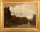 Cornelis van Waning, 1861 -, 'Havengezicht'., Olieverf op linnen