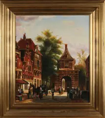 H. Harder, Romantisch stadsgezicht, Olieverf op linnen