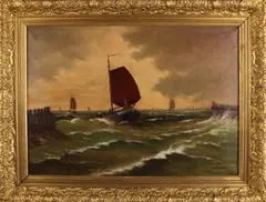 Adriaan Terhell, de Zeeuw, 'Boten'., Olieverf op linnen