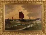 Adriaan Terhell, de Zeeuw, 'Boten'., Olieverf op linnen