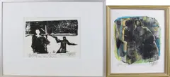 2x by twee werken Robert Hammerstiel, Lithografie op papier, sold Jul 2017