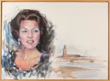 G. Howel, Beatrix met gezicht op Deventer, Olieverf op linnen