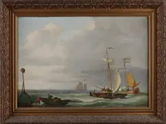 W. Kas, Zeegezicht, Olieverf op paneel