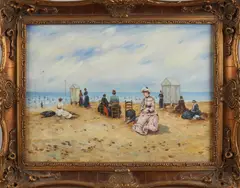 F. Deneuf, Strandgezicht, Olieverf op paneel