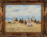 F. Deneuf, Strandgezicht, Olieverf op paneel