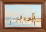 P. Renard, 'Schaatsers in winterlandschap'