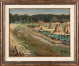 Annie Bruin, 1870-1961, korenveld, Olieverf op paneel