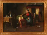 Sipke Kool, 1836-1902, Hollands interieur, Olieverf op linnen