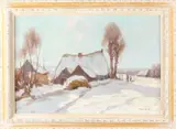 Willem Noordijk, 1887-1970, winterlandschap, Olieverf op linnen