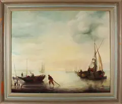 ca Hermanns, zeegezicht., 1920, Olieverf op paneel