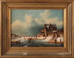 J. Brouwer, IJspret, Olieverf op paneel
