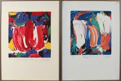 Johan Adriaan Smit, zeefdruk tulp (4x), Vier maal lithografie van tulpen