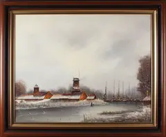 Van Amerongen, Winterlandschap, Olieverf op linnen