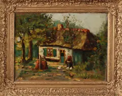 ca P. van Dijk, boerderij, 1940, Olieverf op linnen
