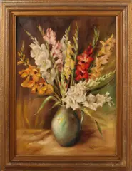 E. Hageman, gladiolen, 1940, Olieverf op linnen