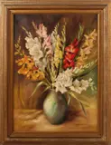 E. Hageman, gladiolen, 1940, Olieverf op linnen
