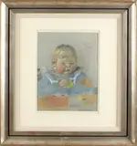 H.K. Onnes, kinderportret, Harm Kamerlingh Onnes portret Delbert 1981, pastel op papier, 30x23cm