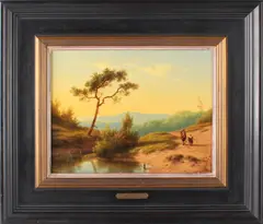 Cornelis Lieste, heuvellandschap met wandelaars, Koekkoek tentoonstelling Kleve), olieverf op paneel 35x27cm