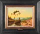 Cornelis Lieste, heuvellandschap met wandelaars, Koekkoek tentoonstelling Kleve), olieverf op paneel 35x27cm