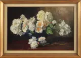 B. Ferweda, bloemstilleven, Ferweda, 1880-1958 bloemstilleven, olieverf op linnen 41x27,5cm