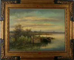 W. v. Oort, plassenlandschap, Gesigneerd W. van Oort plasgezicht, olieverf op linnen 61x81cm Cond:G