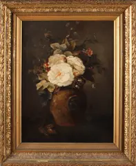 J. Bleuland, stilleven, Bleuland van Oordt 1864-1948, vaas met rozen, olieverf op linnen 50x38cm