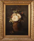 J. Bleuland, stilleven, Bleuland van Oordt 1864-1948, vaas met rozen, olieverf op linnen 50x38cm