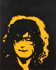 P. May, portret Led Zeppelin, P.May portret Jimmy Page Led Zeppelin, acryl op linnen, 40x50cm