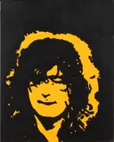 P. May, portret Led Zeppelin, P.May portret Jimmy Page Led Zeppelin, acryl op linnen, 40x50cm