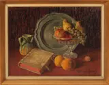 W. Lingenfelder?, stilleven, 47x37cm. olieverf op linnen Cond:G
