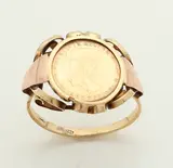 goud by Gouden ring, 585 & 000, met munt, Band is iets uit model, sold Oct 2016