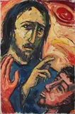 B. Brugman, Christus met man, Berry Brugman 1915-1996 Almelo, Christus met handoplegging, olieverf op linnen 40x60cm