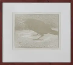 J. Mankes, kraai, Jan Mankes 1889-1920 schreeuwende kraai, houtsnede op papier 24x18cm